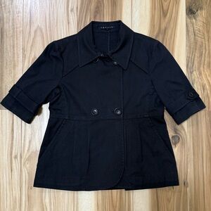 Theory Women's Black Double-Breasted Trench Coat